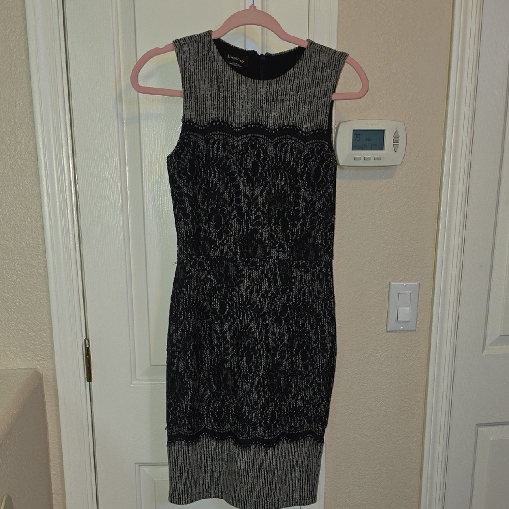 Bebe Black Lace Bodycon Dress XS